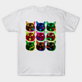 cats popart meow rofl colorful animal T-Shirt